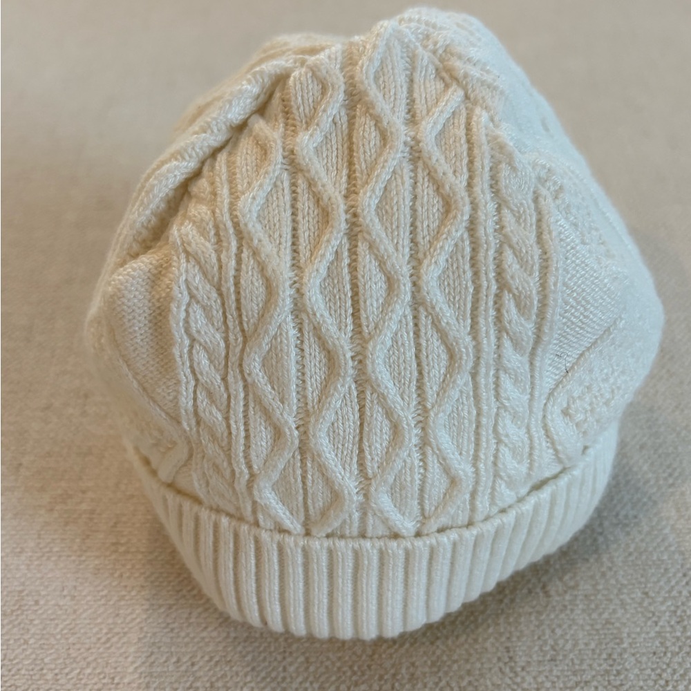 Janie and Jack Cream Cable Knit Winter Hat Sz 0-3 Months